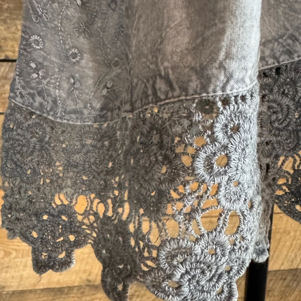 Young Threads Bohemian Baby Doll Button Down Dress in Light Gray Size L NWT - Picture 14 of 14